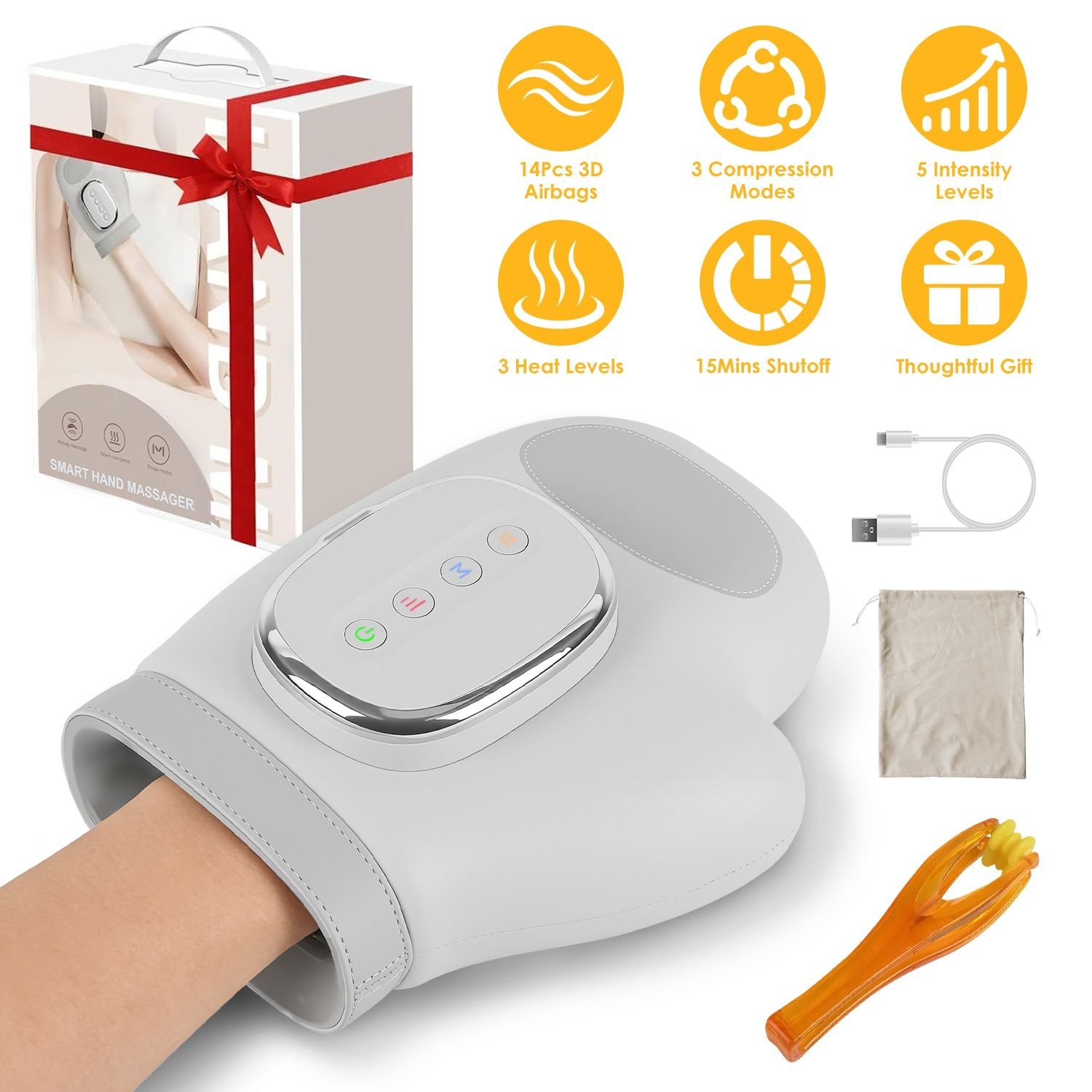 Hand Massager With Heat Compression Cordless Hand Massager for Arthritis Carpal Tunnel with 3 Modes 3 Heat Levels 5 Intensity Levels Disposable Gloves Hand Massager With Heat Compression Cordless Hand Massager for Arthritis Carpal Tunnel with 3 Modes 3 Heat Levels 5 Intensity Levels Disposable Gloves