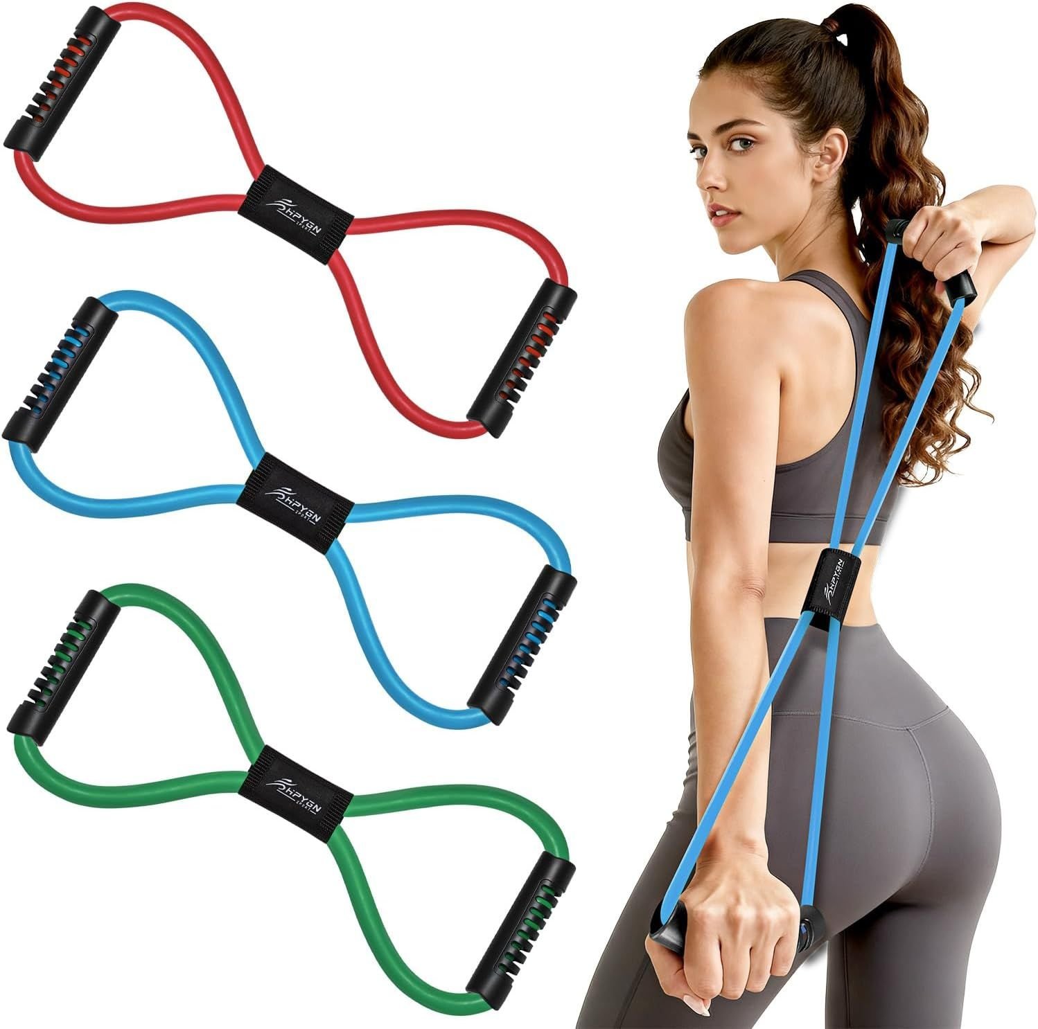 Resistance Bands, Figure 8 Exercise Bands for Women Men, 8 Shaped Resistance Bands for Arms, Chest Expander Resistance Bands, Figure 8 Exercise Bands for Women Men, 8 Shaped Resistance Bands for Arms, Chest Expander