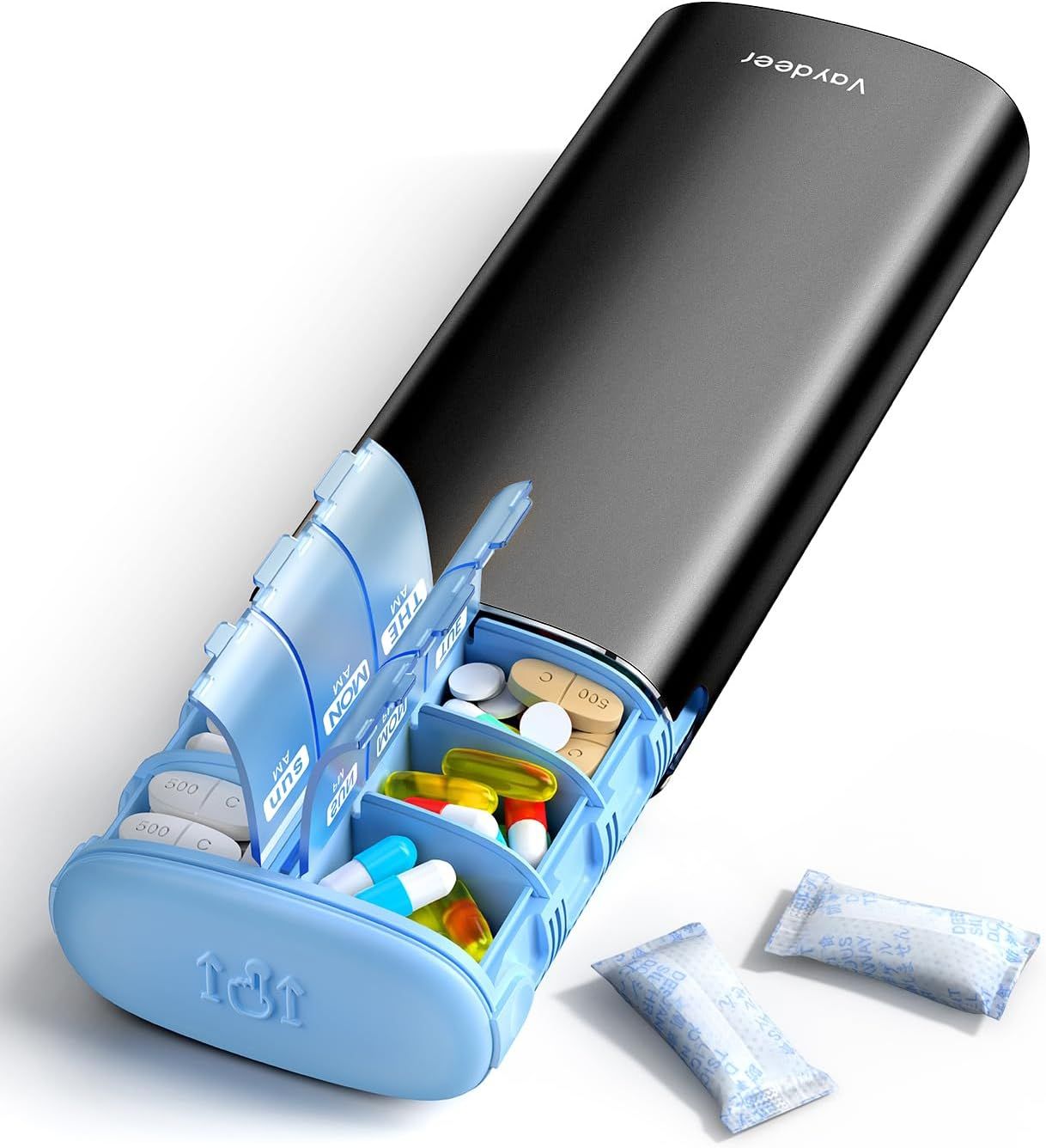 Metal 7 Day Pill Organizer 2 Times a Day – AM PM Weekly Travel Pill Case with Moisture-Proof Desiccant, Airtight Large Capacity Pill Box for Vitamins Metal 7 Day Pill Organizer 2 Times a Day – AM PM Weekly Travel Pill Case with Moisture-Proof Desiccant, Airtight Large Capacity Pill Box for Vitamins