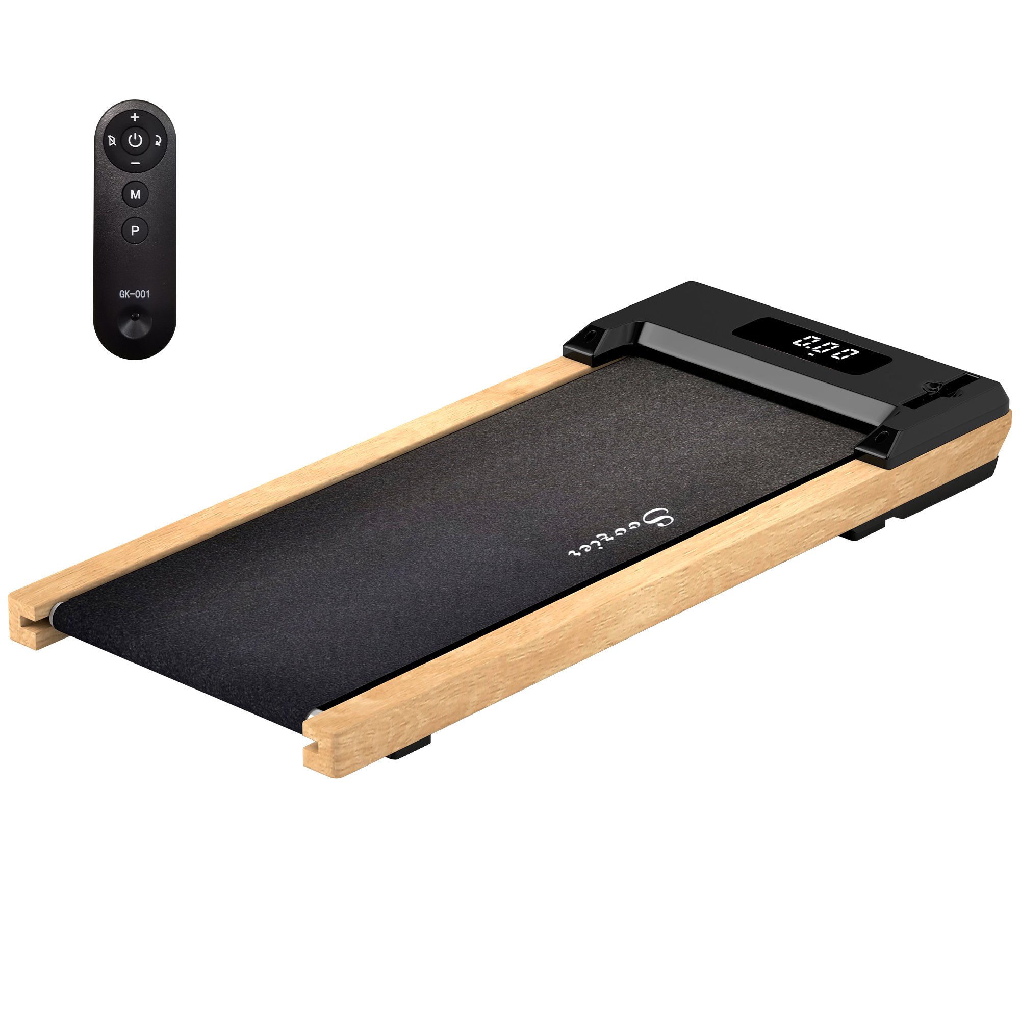 2.5HP Walking Pad, Wood Under Desk Treadmill with Remote Control, Transport Wheels and LED Display for Home Gym Office (Option: Black, Natural-1270x595x145 mm) 2.5HP Walking Pad, Wood Under Desk Treadmill with Remote Control, Transport Wheels and LED Display for Home Gym Office (Option: Black, Natural-1270x595x145 mm)